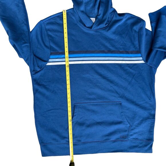 New GAP Fleece Hooded Sweatshirt Men XXL Blue Y2K Classic Skater Hoodie Normcore - Picture 11 of 14